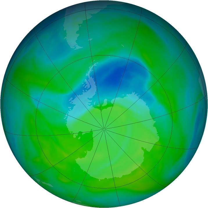 Antarctic ozone map for 07 December 2004